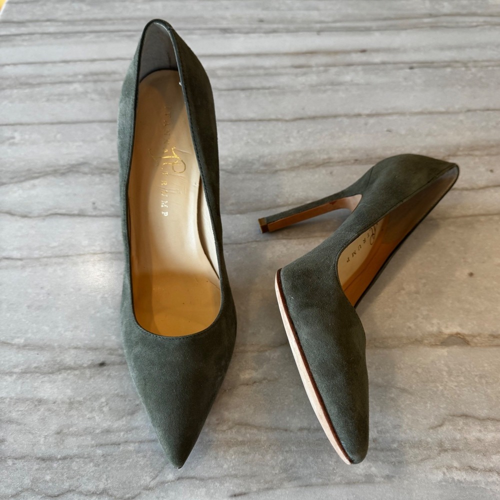 Ivanka Trump Women 9.5 Olive Green Suede Pointed Toe Stiletto Heel Pumps Chic